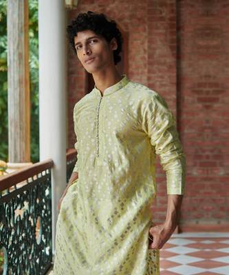 Powder Yellow Aman Kurta Set 2
