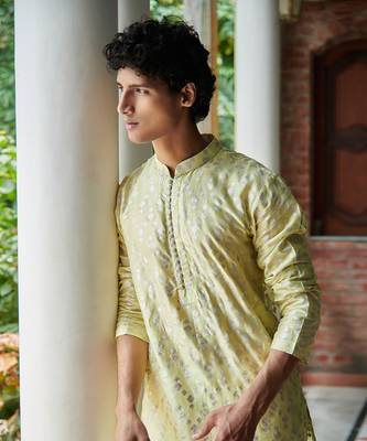 Powder Yellow Aman Kurta Set 3