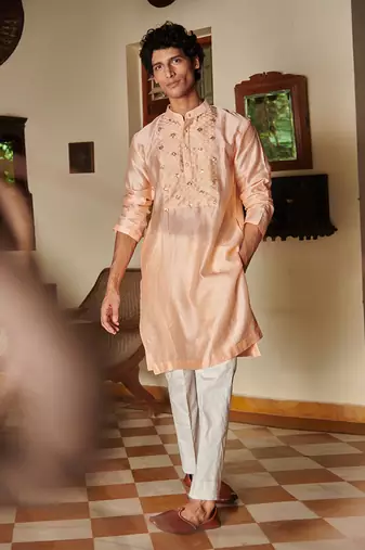 Powder Peach Amrit Kurta Set