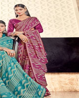 Pink Color Georgette Saree With Border And Blouse Piece 2