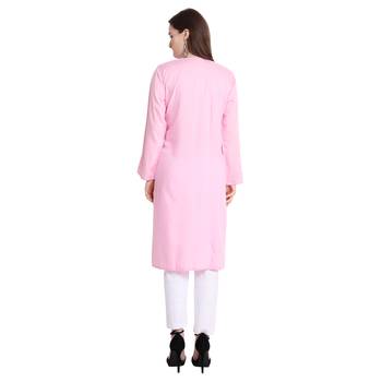 Women rayon Pink chikankari kurti and Pant 2
