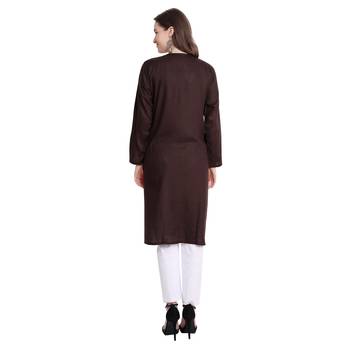 Women rayon Brown chikankari kurti and Pant 2