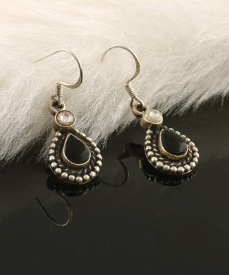 Silver beautiful tear drop ear hoops 1