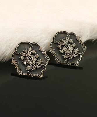 Silver oxidized unique ear studs 1