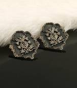 Silver oxidized unique ear studs