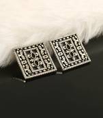 Silver statement unique stud earrings