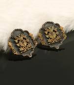 Dual tone silver oxidized stud earrings