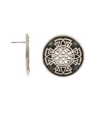Silver geometry round ear studs 3