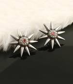 Silver sun floral stud earrings