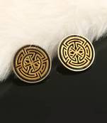 Dual tone silver round ear studs