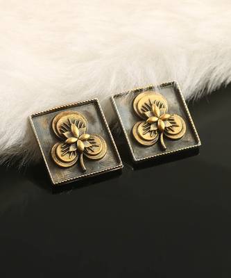Dual tone silver round ear studs 1