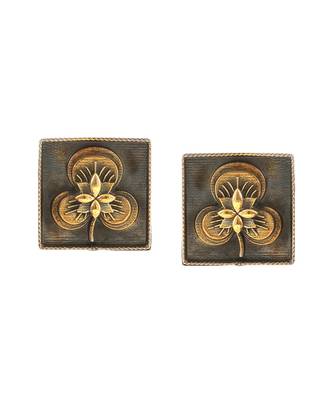 Dual tone silver round ear studs 2