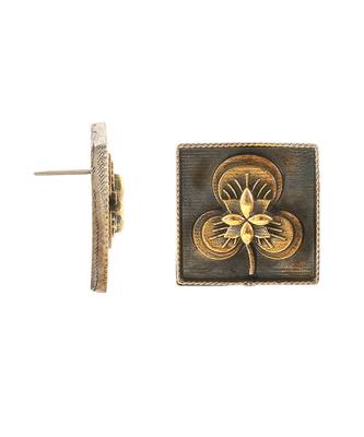 Dual tone silver round ear studs 3