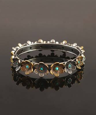 Gold plated silver floral bangle 4