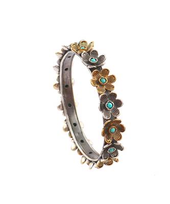 Gold plated silver floral bangle 5