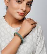 Gold plated silver firoza satement bangle