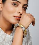 Gold plated silver hand graved statement bangle