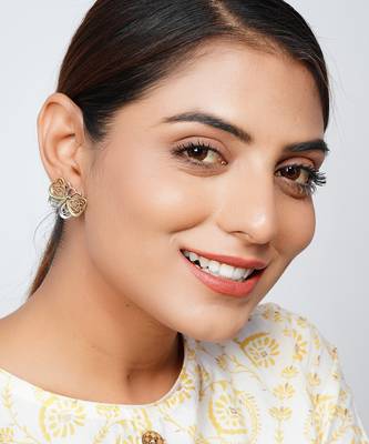 Gold plated silver butterfly rawa stud earrings 1