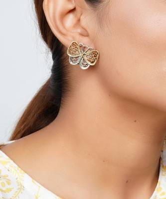 Gold plated silver butterfly rawa stud earrings 3