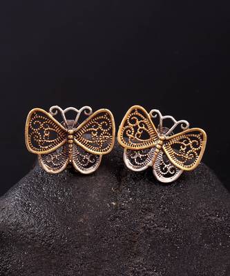 Gold plated silver butterfly rawa stud earrings 4