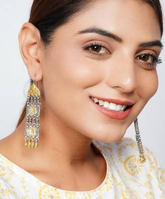 Gold plated silver floral ear hoops 1