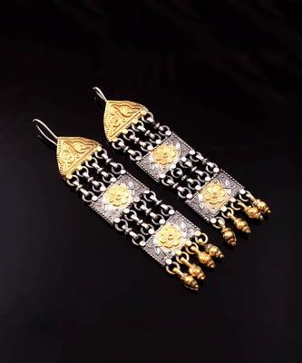 Gold plated silver floral ear hoops 4