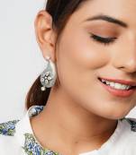 Silver floral & tear drop stud earrings