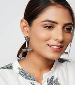 Silver oxidized floral stud earring jhumki