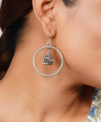 Silver oxidized adorable jhumki ear hoops 3