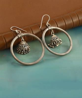 Silver oxidized adorable jhumki ear hoops 4