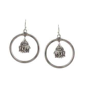 Silver oxidized adorable jhumki ear hoops 5