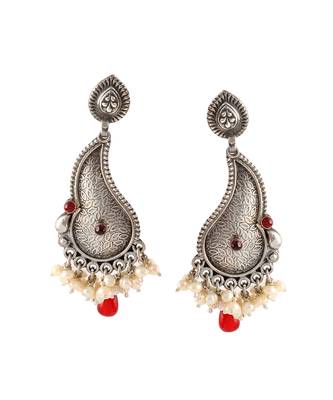 Silver antique tear drop stud earrings 5