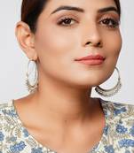 Silver adorable ear hoops with ghungroo