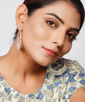 Silver adorable ear hoops with ghungroo 2