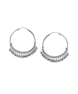 Silver adorable ear hoops with ghungroo 5