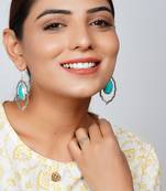 Silver oxidized firoza ear hoops