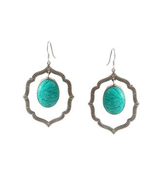 Silver oxidized firoza ear hoops 4
