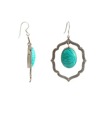 Silver oxidized firoza ear hoops 5