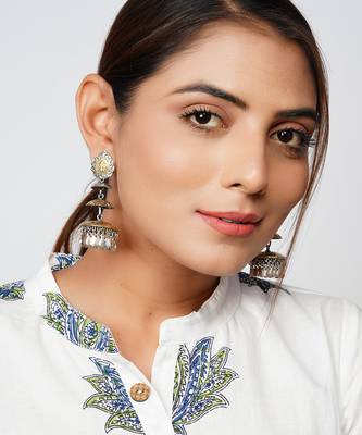 Gold plated silver tear drop stud jhumki 1