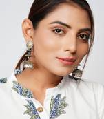 Gold plated silver tear drop stud jhumki