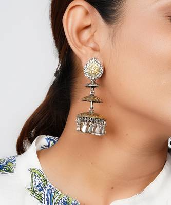 Gold plated silver tear drop stud jhumki 3