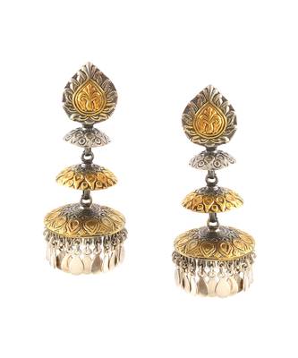 Gold plated silver tear drop stud jhumki 5