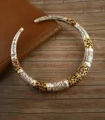 Gold plated silver unique hand engraved hasli necklace