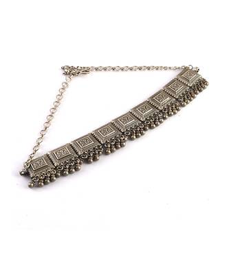 Silver oxidized antique choker necklace 3