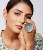 Silver floral rawa adjustable ring