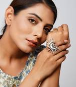 Silver adorable floral ruby adjustable ring