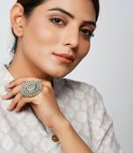 Silver oxidized statement adjustable mirror ring