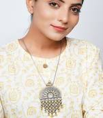 Gold plated silver sun floral statement pendant