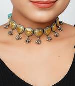 Gold plated tear drop adorable choker thread necklace