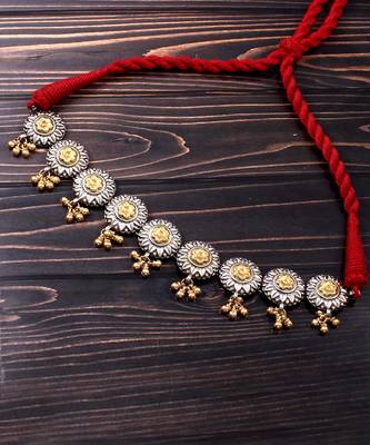 Gold plated floral adorable choker thread necklace 1